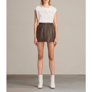 All Saints Genuine Leather Mini Skirt